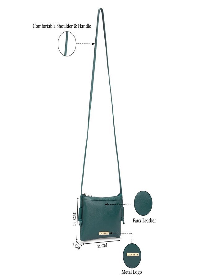 كابريس حقيبة كابريس نيلي الصغيرة كروسبودي للنساء بحزام قابل للتعديل وإغلاق بسحاب لراحة الارتداء | حقيبة يد متعددة الاستخدامات للاستخدام اليومي والسفر والمناسبات الخاصة (أزرق مخضر) - Image 3